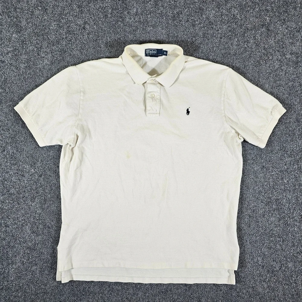 Polo Ralph Lauren Polo Shirt Short Sleeve‎ Casual Classic White Men's Sz XL Flaw